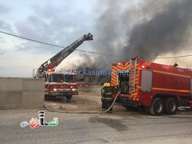  فيديو- كفرقاسم : ندلاع حريق كبير في احد المُعرشات التجارية في سهل البلدة وقوات كبيرة من الاطفائية في محاولات السيطرة على الحريق 